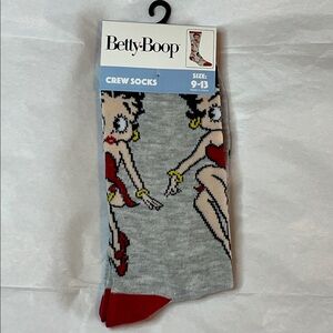 Betty Boop Crew Socks Red and Gray